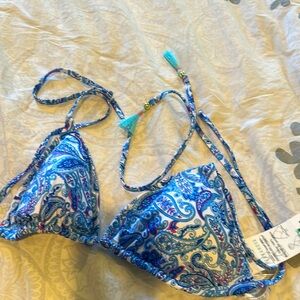 Blue Paisley Bikini Top